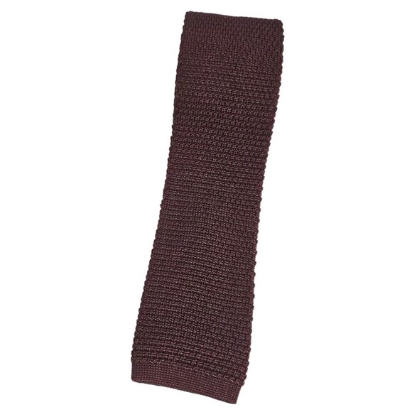 NUNES CORREA Men's 100% Silk Knit Necktie LUXURY Tie Solid Burgundy W:2.2 EUC